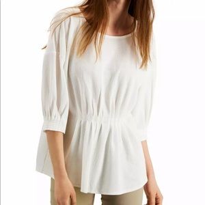 Alfani cinched front scoop neck top blouse white